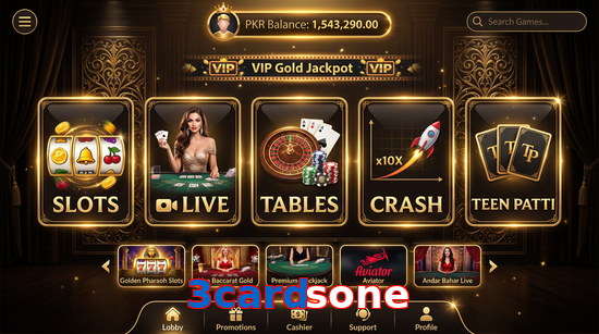 Main screen of 3Cardsone casino page for PK players