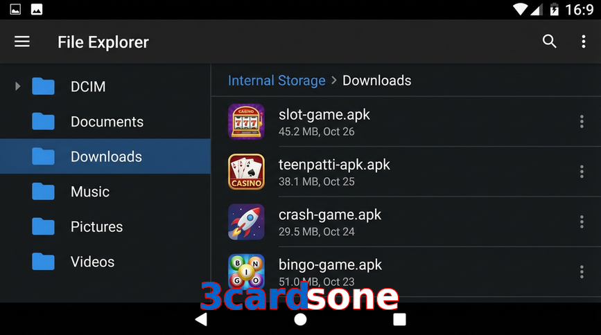 Main screen of 3Cardsone gameapk page for PK players