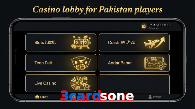 Lobby view of 3Cardsone for Pakistan users